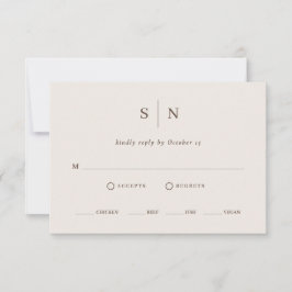 Cartão RSVP Mínimo e Chic | Escolha de Refeição Branco Quente 