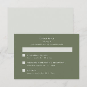 Cartão RSVP Mínimo evento multicêntrico de casamento verde m