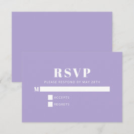 Cartão RSVP Mínimo Moderno Bat Mitzvah Lavanda Roxo