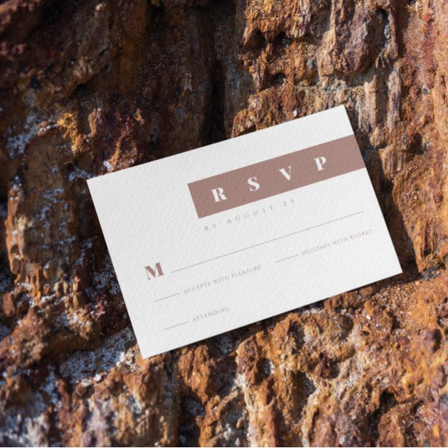 Cartão RSVP Mínimo Simples Marrom Elegante (Criador carregado)