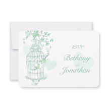 Mint Green Pássaros abertos para casamento em gaio