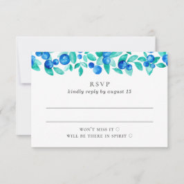 Cartão RSVP Mirtilos silvestres. Casamento de mirtilo azul e h