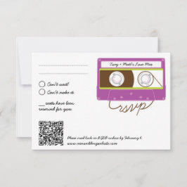 Cartão RSVP Mistura de Entrada Retroativa Casamento Roxo e Lim
