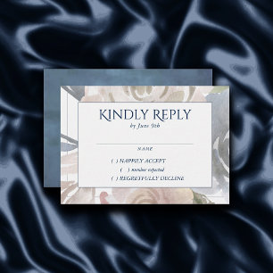 Cartão RSVP Misty Lake Amável Slate Hued Slate Floral Suave