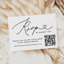 Modern Black Script QR Code Wedding