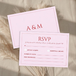 Cartão RSVP Modern blush pink minimalist wedding