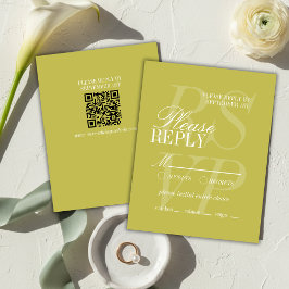 Cartão RSVP Modern Chartreuse Script Formal Wedding 