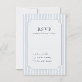 Cartão RSVP Modern Classic Stripes Dusty Blue Vintage Wedding