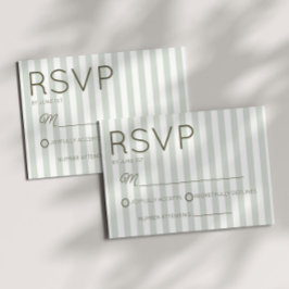 Cartão RSVP Modern Coastal Sage Green Stripes Wedding