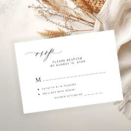 Cartão RSVP Modern elegant minimalist white wedding