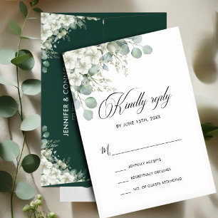 Cartão RSVP Modern Emerald Greenery Wedding