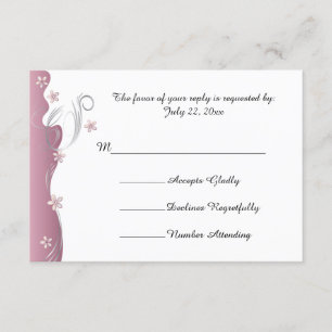 Cartão RSVP Modern Floral Wedding Tormalina Rosa e Prata