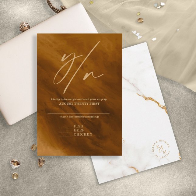 Cartão RSVP Modern Marble Glitter Wedding Dourado V2 ID816 (Criador carregado)