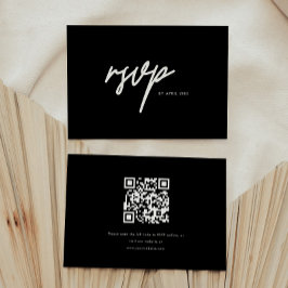 Cartão RSVP Modern Minimal Bold Black Script Graduation Party