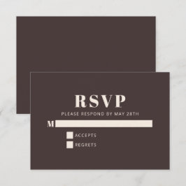 Cartão RSVP Modern Minimalist Bat Mitzvah Brown Custom