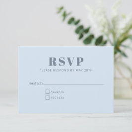 Cartão RSVP Modern Minimalist Bat Mitzvah Soft Blue Simple