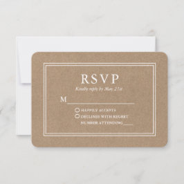 Cartão RSVP Modern Na moda Wedding Kraft