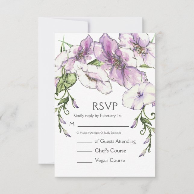Cartão RSVP Modern Pansy Wedding (Frente)