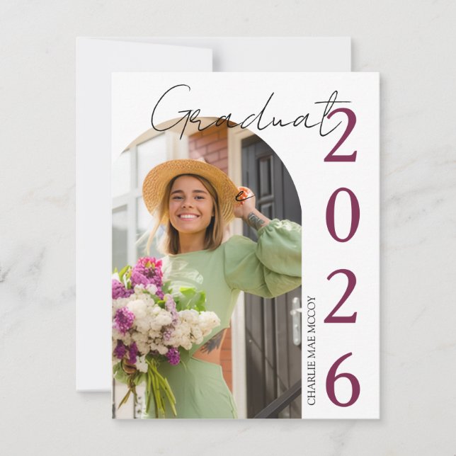 Cartão RSVP Modern Photo Graduation Invitation (Frente)
