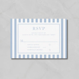 Cartão RSVP Modern Powder Blue Stripes Wedding 