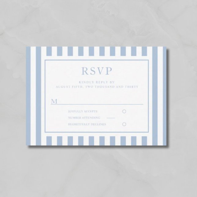 Cartão RSVP Modern Powder Blue Stripes Wedding  (Modern Powder Blue Stripes Wedding RSVP Card)
