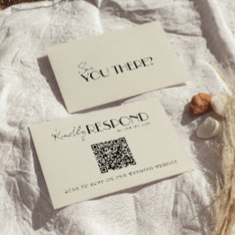 Cartão RSVP Modern QR Code Retro French Whimsical Wedding