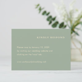 Cartão RSVP Modern Sage Green Simple Wedding