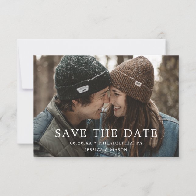 Cartão RSVP Modern Save the Date Card (Salvar a placa de data) (Frente)