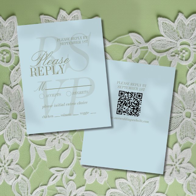 Cartão RSVP Modern Script Citrus Blue Formal Wedding  (Invite guest to give their response for your big day with this Modern Script Citrus Blue RSVP!)