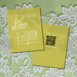 Cartão RSVP Modern Script Citrus Green QR Formal Wedding
