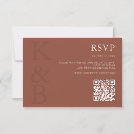 Cartão RSVP Modern Terracotta Monogram Minimalist Wedding