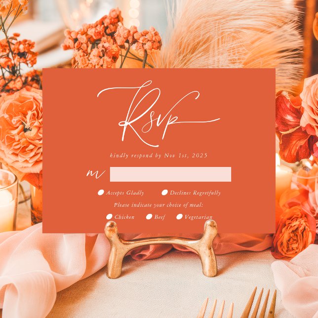 Cartão RSVP Modern Verona Sunset Calliografia QR (Criador carregado)