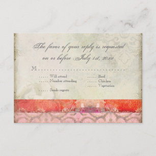 Cartão RSVP Modern Vintage Barroco Nada Sonhos de Casamento, R