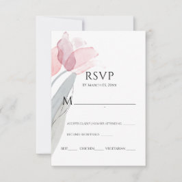 Cartão RSVP Modern Watercolor Spring Pink Tulips 