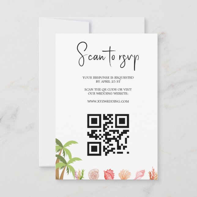 Cartão RSVP Modern Watercolor Summer Beach (Frente)