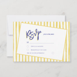 Cartão RSVP Modern Yellow Hand Written Pinstripe Italy Wedding