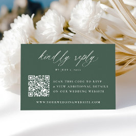 Cartão RSVP Moderna Caligrafia Elegante Código de Casamento Ve