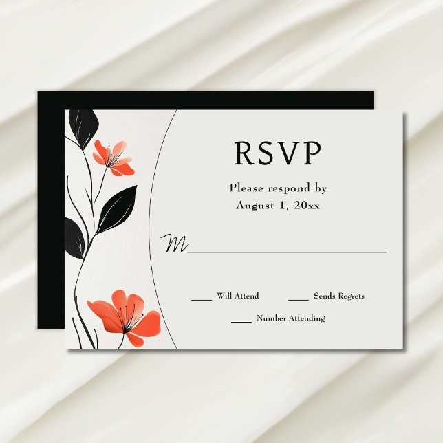 Cartão RSVP Moderna Elegância Floral com Casamento Bold Blooms (Modern Floral Elegance with Bold Blooms Wedding RSVP Card)