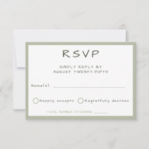 Cartão RSVP Moderna Minimalista de Manuscrito Casual Verde Dus