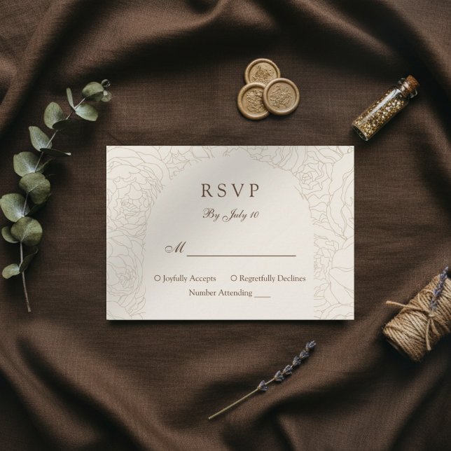 Cartão rsvp moderno elegante de casamento castanho (Criador carregado)