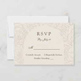 Cartão rsvp moderno elegante de casamento castanho