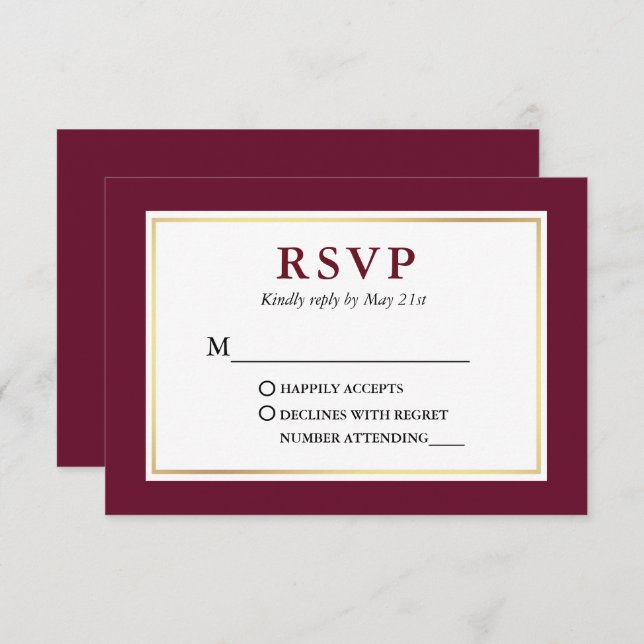 Cartão RSVP Moderno Elegante Minimalista (Frente/Verso)