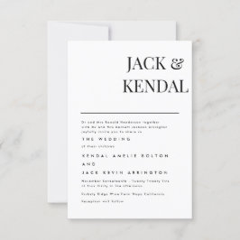 Cartão RSVP Moderno Elegante Preto E Branco Personalizado