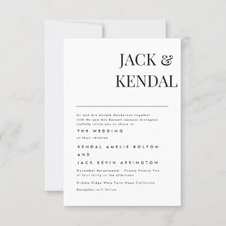 Cartão RSVP Moderno Elegante Preto E Branco Personalizado