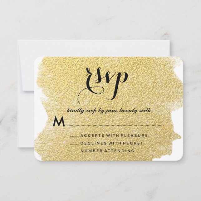 CARTÃO RSVP MODERNO FAUX DOURADO (Frente)