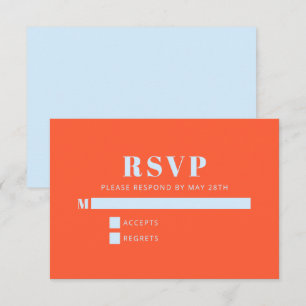 Cartão RSVP Moderno Minimalista Bat Mitzvah Azul Laranja