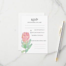 Cartão RSVP Moderno Minimalista Protea Botânico Casamento