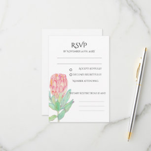 Cartão RSVP Moderno Minimalista Protea Botânico Casamento