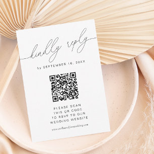 Cartão RSVP Moderno Script Elegante C/ Código QR