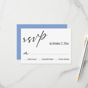 Cartão RSVP Moderno Simples Azul Periwinkle Elegante Fundo Cas